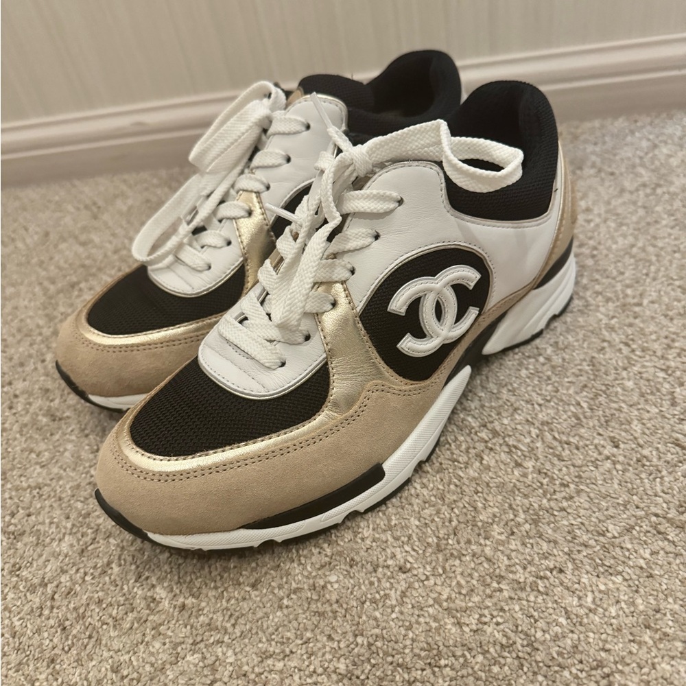 CHANEL Black and Cream Athletic Shoes - Picture 6 of 7